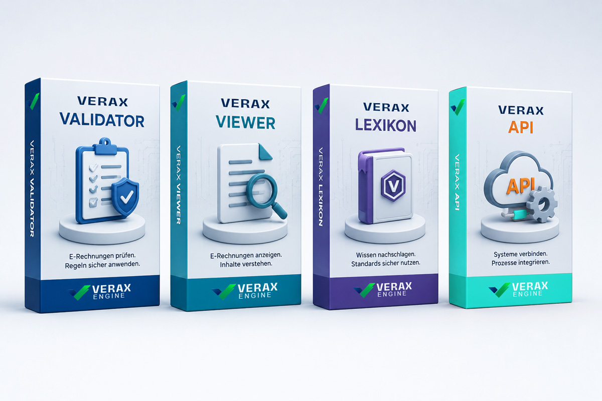 Vier Module aus der Reihe VERAX-CHECK - Workflow E-Rechnung